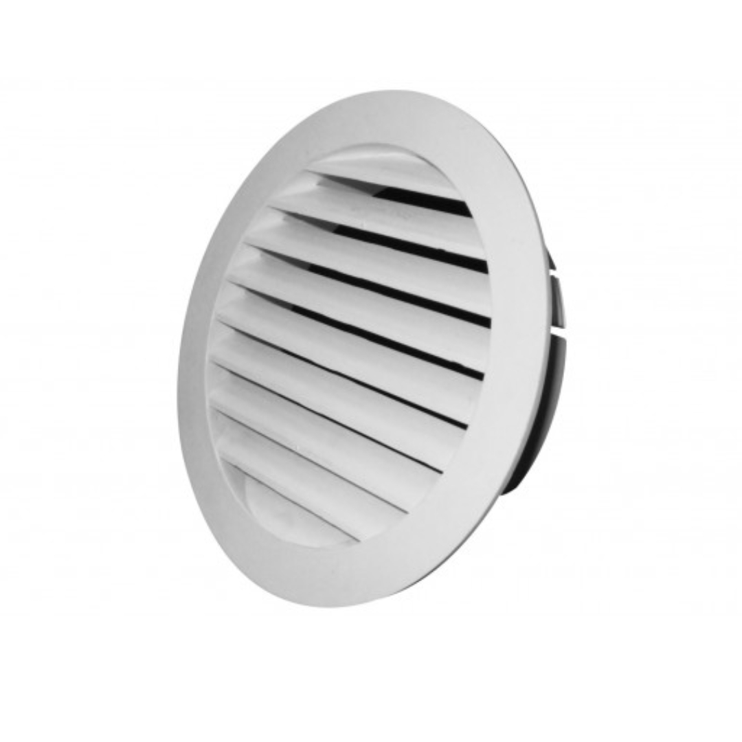 Manrose Round Fixed Louvre Grille White- 100mm