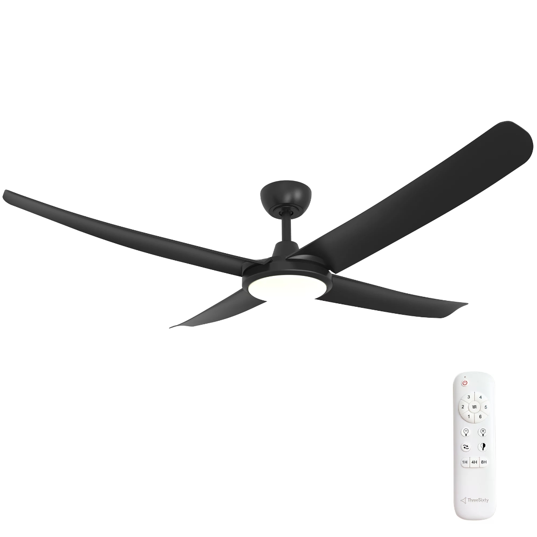 360fans- FlatJET 56 DC 4 Blades with Remote Control and CCT LED- Black