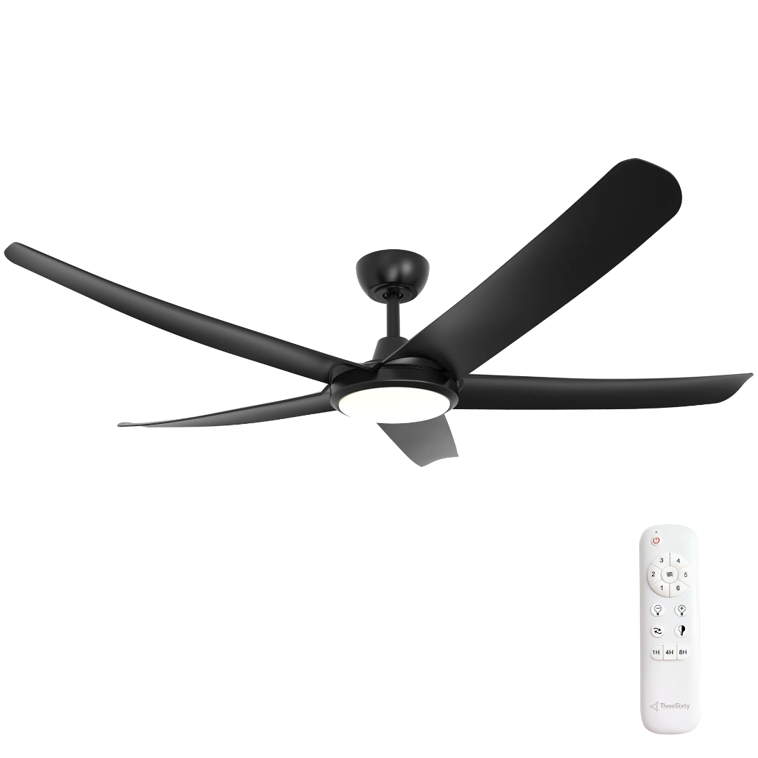 360fans- FlatJET 56 DC 5 Blades with Remote Control and CCT LED- Black
