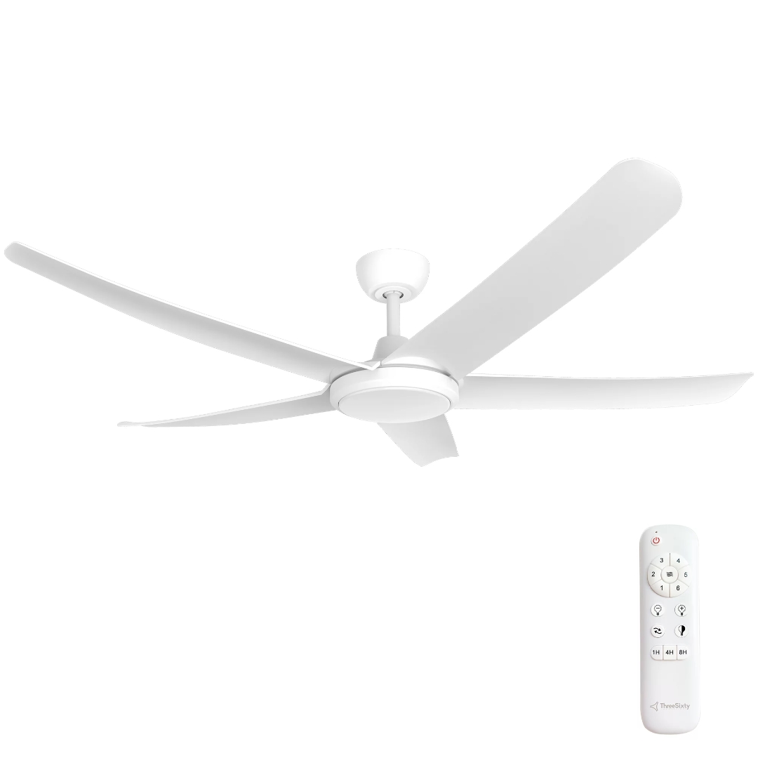 360fans- FlatJET 56 DC 5 Blades with Remote Control and CCT LED- White