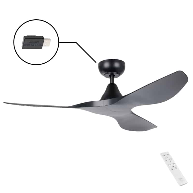 Eglo Surf SMART 122cm (48") DC Ceiling Fan. Black Australia