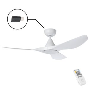 Eglo Surf SMART DC Ceiling Fan with LED Light - White 48"