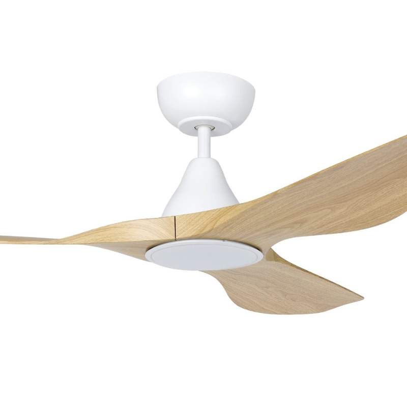Eglo Surf 48 DC Ceiling Fan with LED Light- White with Oak Blades Zoom
