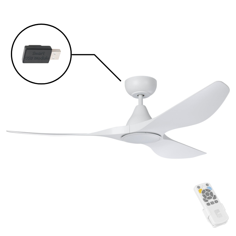 Eglo Surf 52 DC Ceiling Fan with LED Light- White