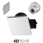 Fanco Hybrid Square Ceiling Exhaust Fan 150mm with 6m Duct and Flyscreen Vent - White
