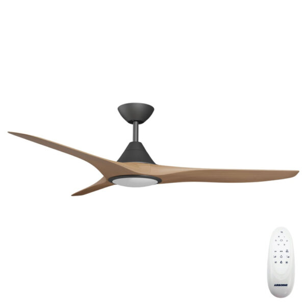 Calibo Cloudfan SMART DC Ceiling Fan with LED Light - Black with Teak Blades 52"