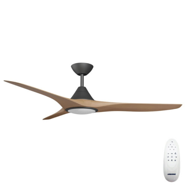 Calibo Cloudfan SMART DC Ceiling Fan with LED Light - Black with Teak Blades 60"