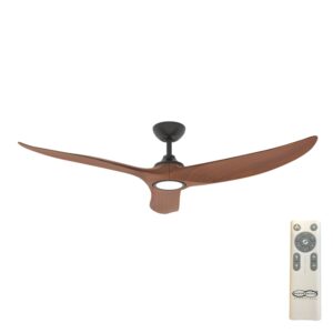 Hunter Pacific Evolve DC Ceiling Fan with LED Light - Black with Koa Blades 48"