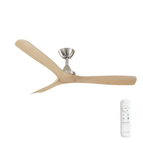 Three Sixty Spitfire DC Ceiling Fan - Brushed Nickel with Natural Blades 52"