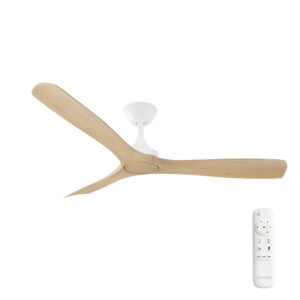 Three Sixty Spitfire DC Ceiling Fan - White with Natural Blades 52"