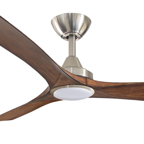 Three Sixty Spitfire DC Ceiling Fan with LED Light - Brushed Nickel with Koa Blades 52"