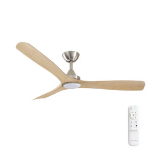 Three Sixty Spitfire DC Ceiling Fan with LED Light - Brushed Nickel with Natural Blades 52"