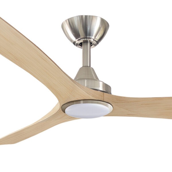 Three Sixty Spitfire DC Ceiling Fan with LED Light - Brushed Nickel with Natural Blades 52"
