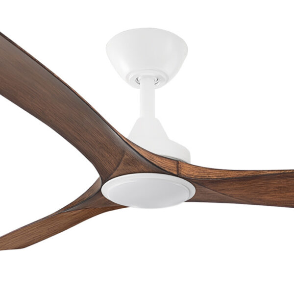 Three Sixty Spitfire DC Ceiling Fan with LED Light - White with Koa Blades 52"