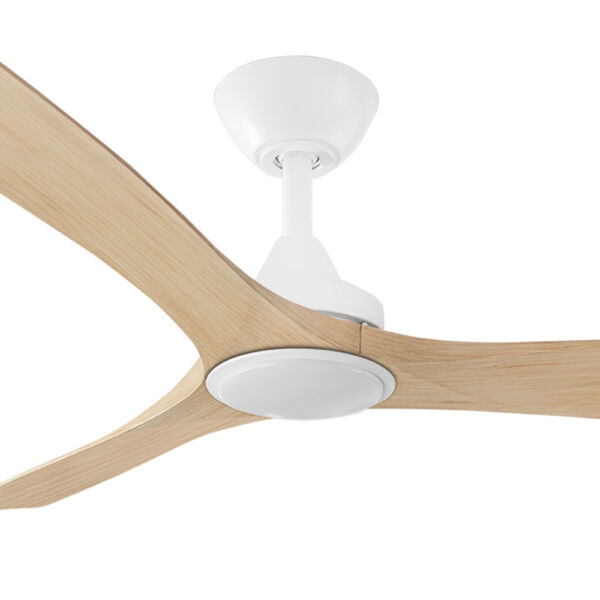 Three Sixty Spitfire DC Ceiling Fan with LED Light - White with Natural Blades 52"
