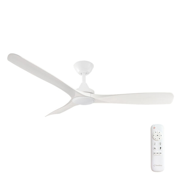 Three Sixty Spitfire DC Ceiling Fan with LED Light - White with White Wash Blades 52"
