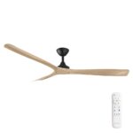 Three Sixty Spitfire DC Ceiling Fan - Black with Natural Blades 60"