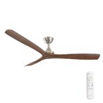 Three Sixty Spitfire DC Ceiling Fan - Brushed Nickel with Koa Blades 60"