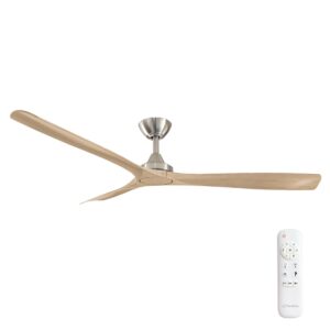 Three Sixty Spitfire DC Ceiling Fan - Brushed Nickel with Natural Blades 60"