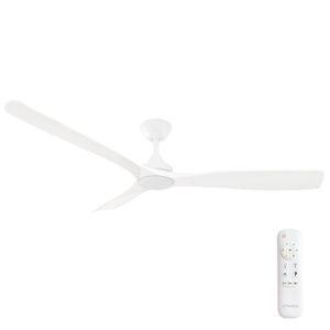 Three Sixty Spitfire DC Ceiling Fan with LED Light - White 60"