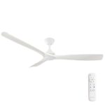 Three Sixty Spitfire DC Ceiling Fan with LED Light - White with White Wash Blades 60"