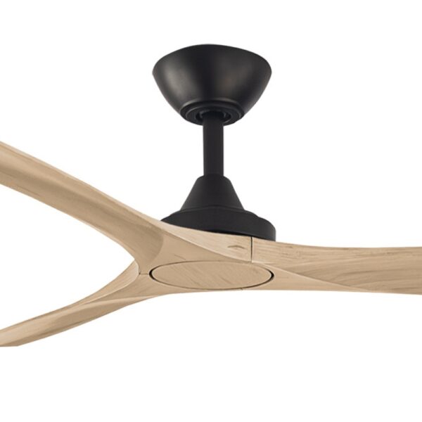 Three Sixty Spitfire DC Ceiling Fan - Black with Natural Blades 60"