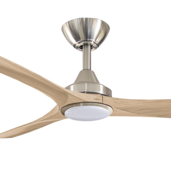 Three Sixty Spitfire DC Ceiling Fan with LED Light - Brushed Nickel with Natural Blades 60"