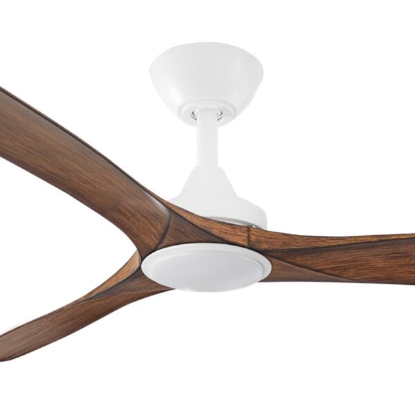 Three Sixty Spitfire DC Ceiling Fan with LED Light - White with Koa Blades 60"