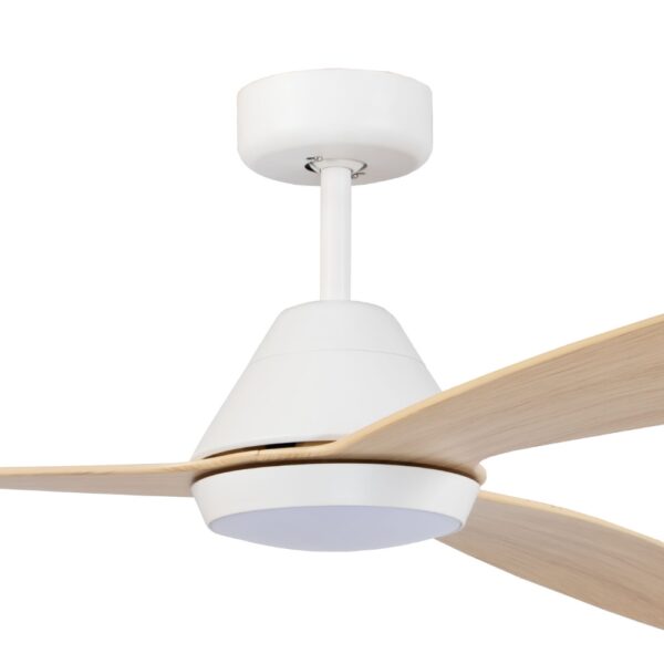 Claro Dreamer DC Ceiling Fan with LED Light - White with Light Timber Style Blades 52"