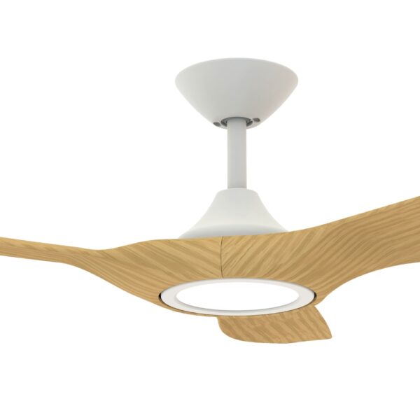 Domus Strike DC Ceiling Fan with LED Light - White with Oak Blades 48"