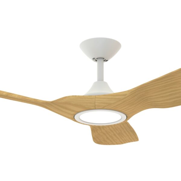 Domus Strike DC Ceiling Fan with LED Light - White with Oak Blades 60"
