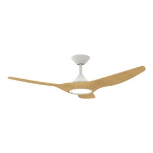 Domus Strike DC Ceiling Fan with LED Light - White with Oak Blades 48"