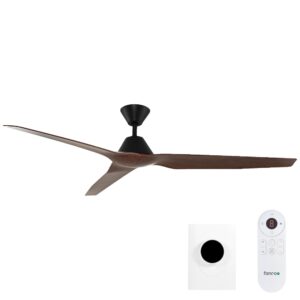 Fanco Infinity-iD DC Ceiling Fan with Wall Control & Remote/SMART - Black with Spotted Gum Blades 64"