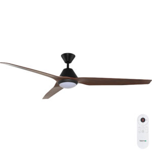 Fanco Infinity-iD DC Ceiling Fan with LED Light - Black with Spotted Gum Blades 64"