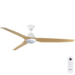 Fanco Infinity-iD DC Ceiling Fan with LED Light - White with Beechwood Blades 64"