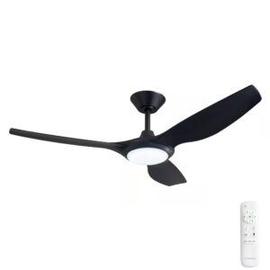 Three Sixty Delta DC Ceiling Fan with LED Light - Black 52"
