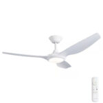 Three Sixty Delta DC Ceiling Fan with LED Light - White 52"