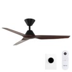 Fanco Infinity-iD DC Ceiling Fan with Wall Control & Remote/SMART - Black with Spotted Gum Blades 48"
