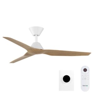 Fanco Infinity-iD DC Ceiling Fan with Wall Control & Remote/SMART - White with Beechwood Blades 48"