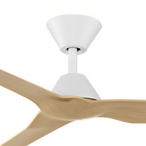 Fanco Infinity-iD DC Ceiling Fan with Wall Control & Remote/SMART - White with Beechwood Blades 54"