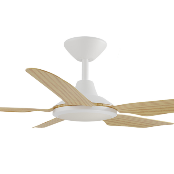 Calibo Storm DC Ceiling Fan with LED Light - White with Bamboo Blades 42"