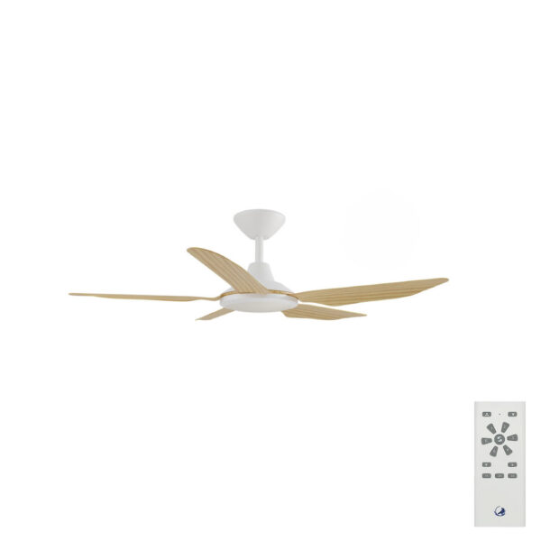 Calibo Storm DC Ceiling Fan with LED Light - White with Bamboo Blades 42"