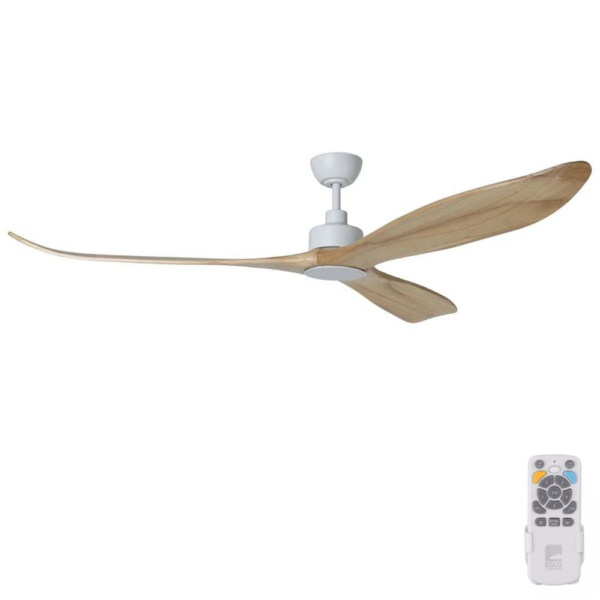 Eglo Currumbin DC Ceiling Fan with LED Light - White with Natural Blades 80"