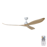 Eglo Currumbin DC Ceiling Fan with LED Light - White with Natural Blades 80"