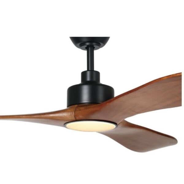 Eglo Currumbin DC Ceiling Fan with LED Light - Black with Merbau Blades 100"