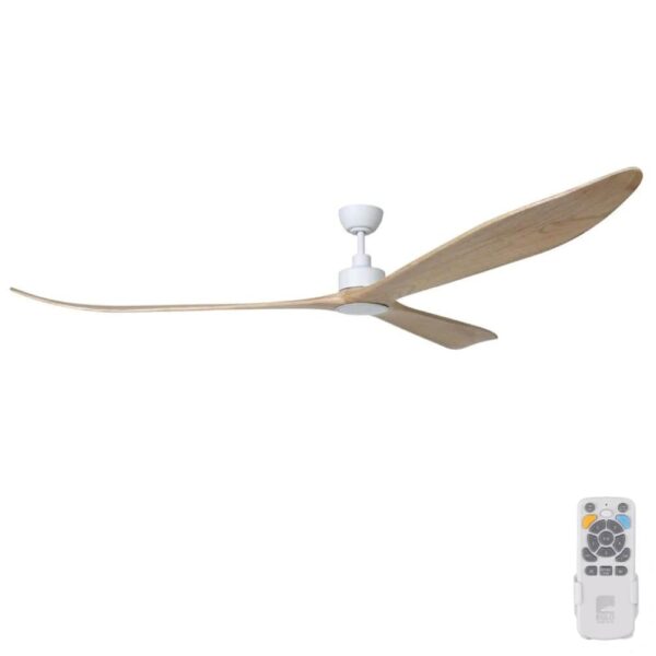 Eglo Currumbin DC Ceiling Fan with LED Light - White with Natural Blades 100"