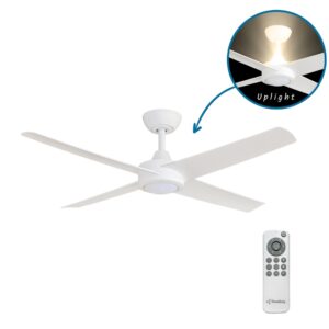 Three Sixty Ambience Uplight DC Ceiling Fan with LED Light - White 48"