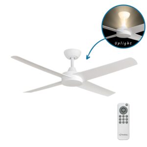 Three Sixty Ambience Uplight DC Ceiling Fan - White 52"