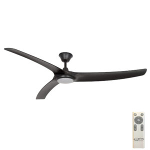 Hunter Pacific Aqua V2 IP66 DC Ceiling Fan with LED Light - Matte Black with Koa Blades 70" (Remote & Wall Control)