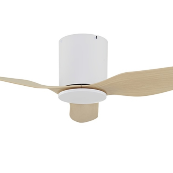 Fanco Studio SMART DC Ceiling Fan with Remote & Wall Control - White with Beechwood Blades 48"